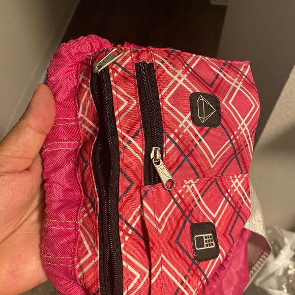 Nike Premium String Backpack Pink Silver Heavy Duty Embroidered Sports - Picture 4 of 13